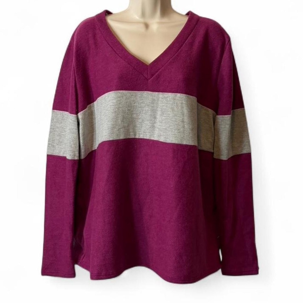 Brushed Knit Colorblock Top - Picture 1 of 16